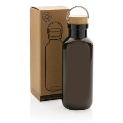 Bouteille publicitaire 680ml en rPET GRS, couvercle en bambou FSC®