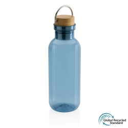 Bouteille publicitaire 680ml en rPET GRS, couvercle en bambou FSC®