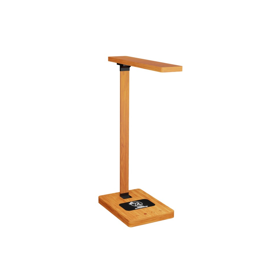 Lampe de bureau en bambou publicitaire SCX design Logo lumineux base de chargement induction 