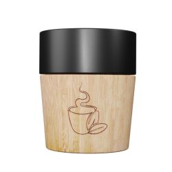 Coffret de 4 tasses publicitaire céramique et bois logo lumineux SCX Design