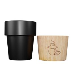Coffret de 4 tasses publicitaire céramique et bois logo lumineux SCX Design