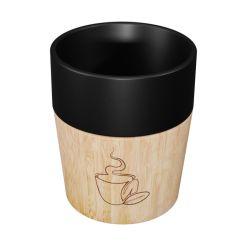 Coffret de 4 tasses publicitaire céramique et bois logo lumineux SCX Design