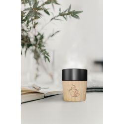 Mug céramique publicitaire avec sa base aimantée en bois d'hévéa SCX Design