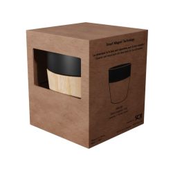 Mug céramique publicitaire avec sa base aimantée en bois d'hévéa SCX Design