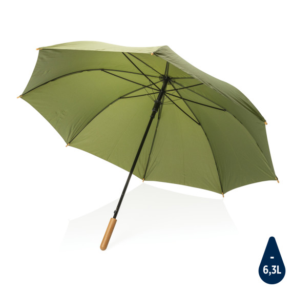 Parapluie publicitaire 27" en rPET et bambou ouverture auto Impact AWARE écologique