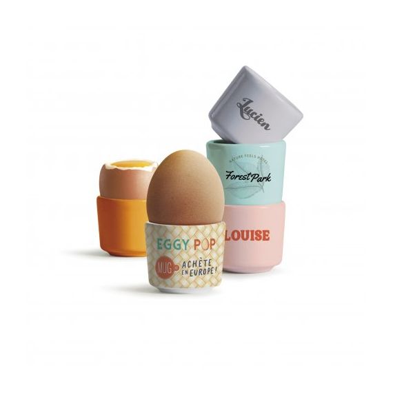 Coquetier Eggy pop en céramique personnalisable fabriqué en Europe