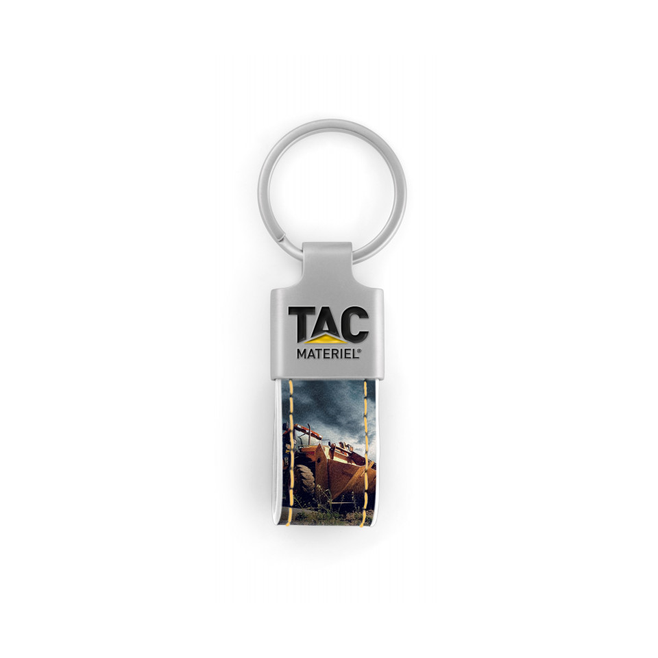 Porte clés publicitaire simili cuir et zamac mini 55x20 mm