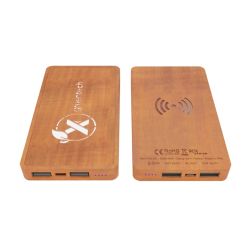 Powerbank publicitaire 100% bois Wireless SCX design Logo lumineux