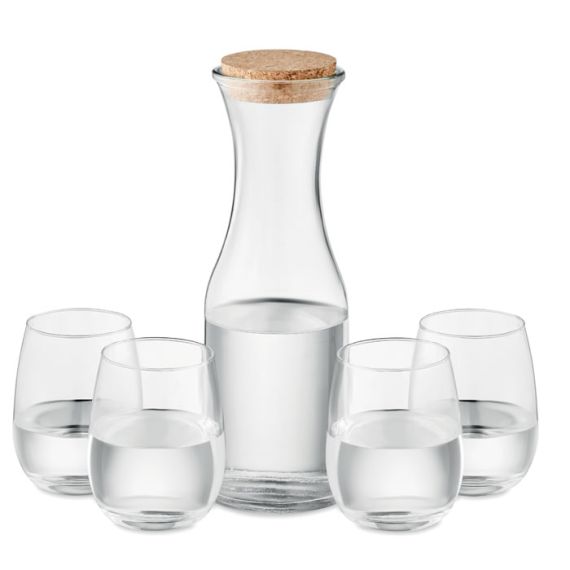 Set de boission carafe publicitaire et verres recyclés