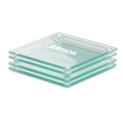 Lot de 4 sous-verres pulicitaire en verre recyclé