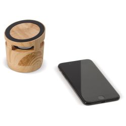 Enceinte 3W et chargeur sans fil 5W en bois personnalisable