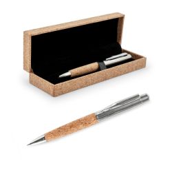Parure de stylos en métal et en liège personnalisable