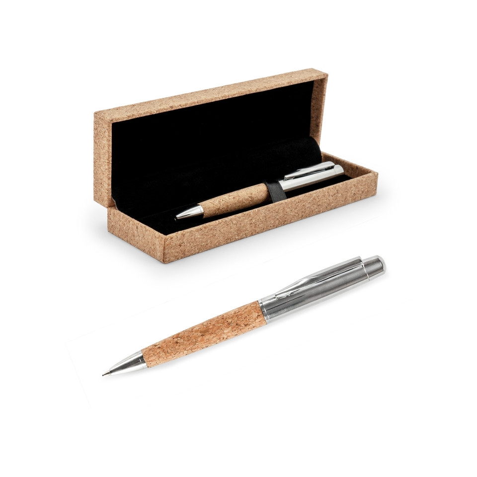 Parure de stylos en métal et en liège personnalisable