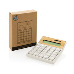 Calculatrice publicitaire en bambou FSC® et plastique RCS Utah recyclée