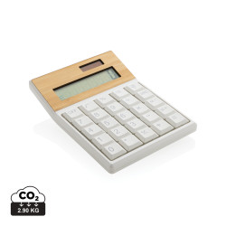 Calculatrice publicitaire en bambou FSC® et plastique RCS Utah recyclée