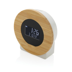 Horloge publicitaire bureau en bambou FSC® et plastique RCS Utah recyclée