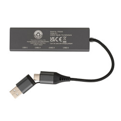 Hub publicitaire avec 3 ports USB en aluminium RCS Terra recyclé