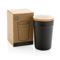 Mug publicitaire 300ml en PP GRS avec couvercle en bambou FSC® recyclé