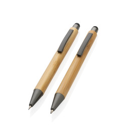 Set publicitaire de stylos en bambou FSC® dans un coffret