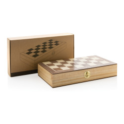 Jeu publicitaire d'échecs pliable en bois FSC®