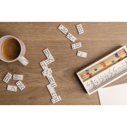 Jeu publicitaire de mikado/domino en boîte en bois FSC®