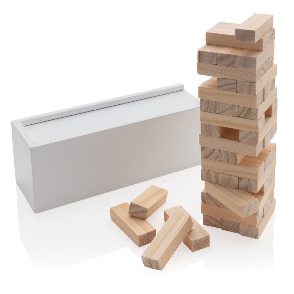 Jeu publicitaire d’empilage de blocs de bois FSC®