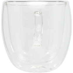 Tasse publicitaire Manti 2 pièces en verre à double paroi de 250 ml avec sous-verre en bambou
