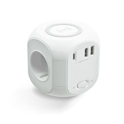 Bloc cube personnalisable multiprise chargeur à induction 10 Watts 2 sorties USB et 1 sortie type C