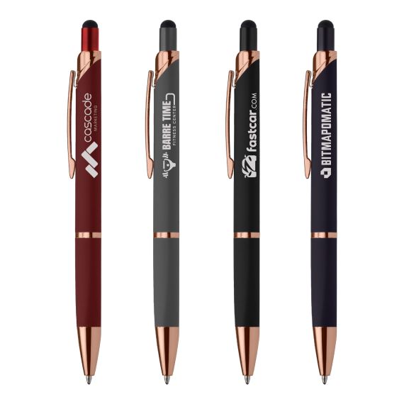 Stylo publicitaire Zenith Tri-Softy Rose Gold avec Stylus Goldstar® Métal