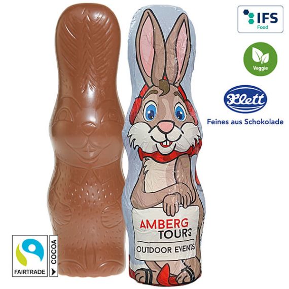 Lapin de pâques publicitaire en chocolat Veggie