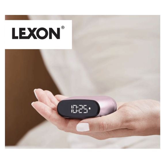 Réveil publicitaire compact avec écran LCD noir complet Lexon