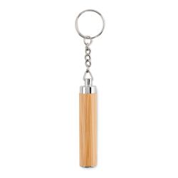 Lampe torche à ampoule LED personnalisable en bambou avec porte-clés