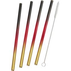 Set de 4 pailles colorées en verre personnalisable fabriqué Europe avec brosse de nettoyage recyclable