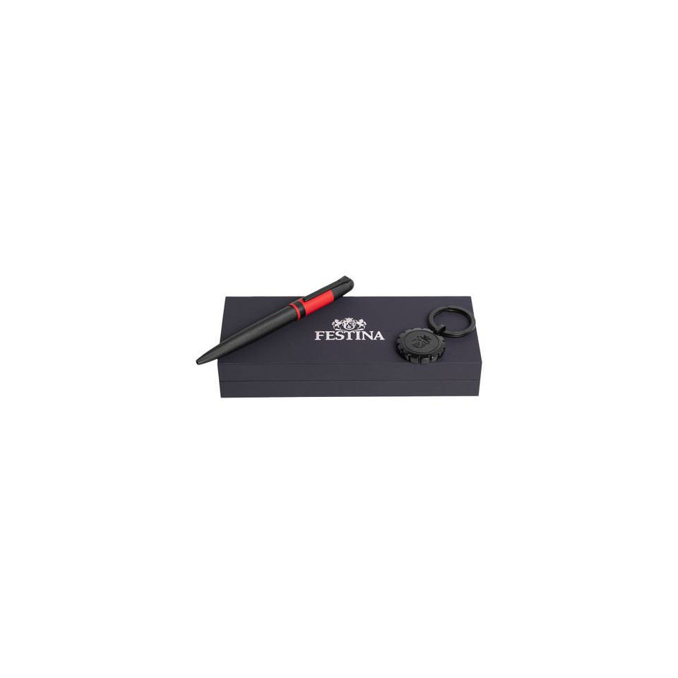 Parure publicitaire stylo bille et porte-clefs Festina