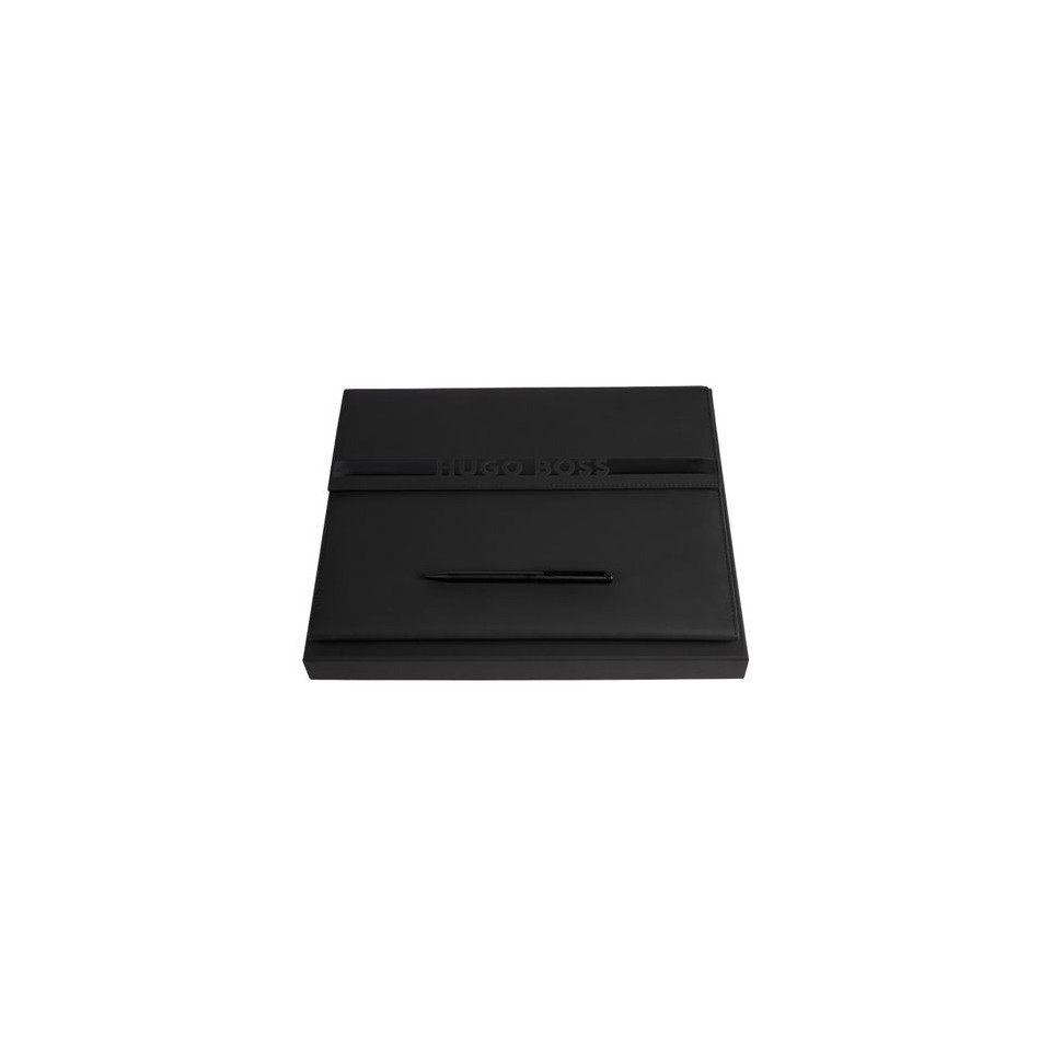 Parure publicitaire Cloud Matte stylo bille et écritoire A4 HUGO BOSS