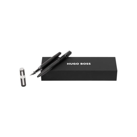 Parure publicitaire Gear Pinstripe stylo bille et stylo plume HUGO BOSS
