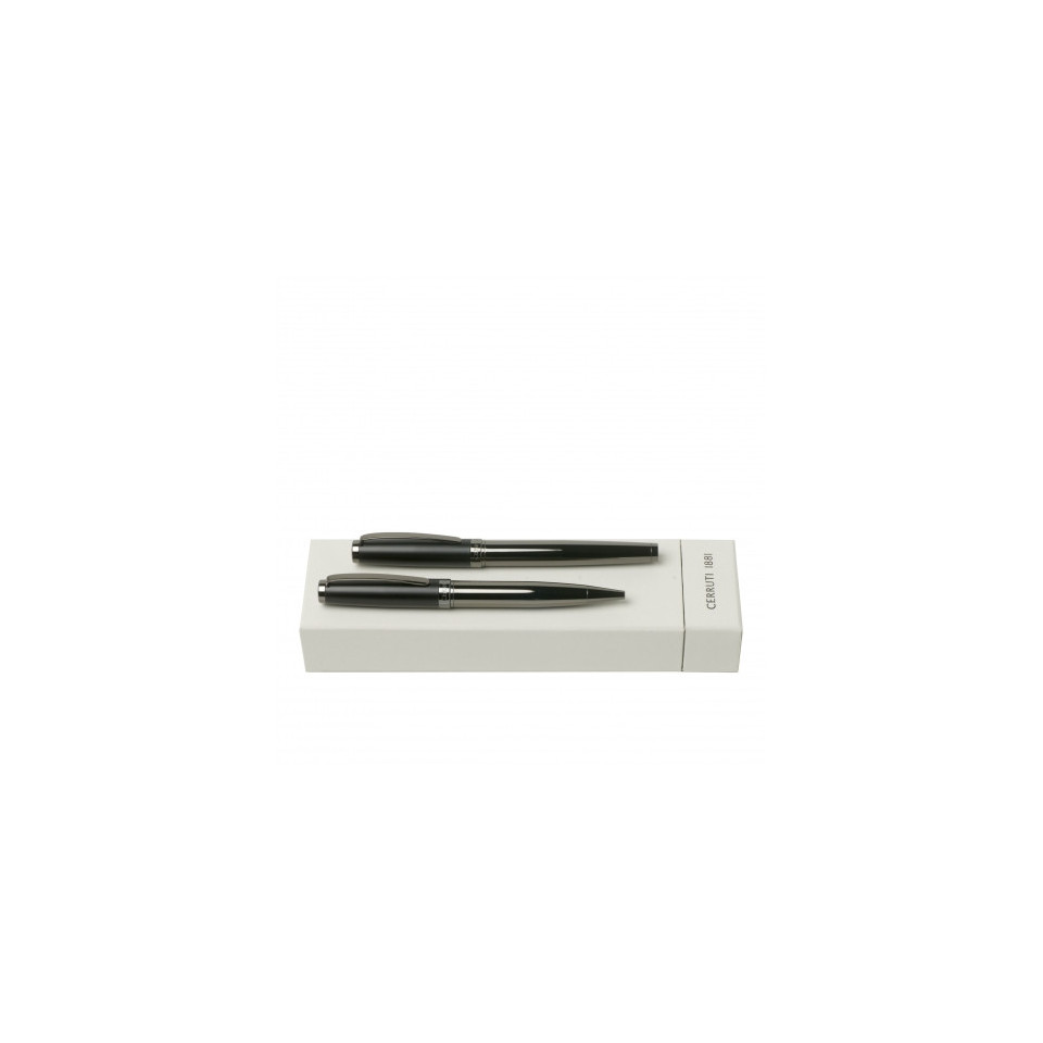 Parure publicitaire Hamilton Metal stylo bille et stylo roller Cerruti 1881