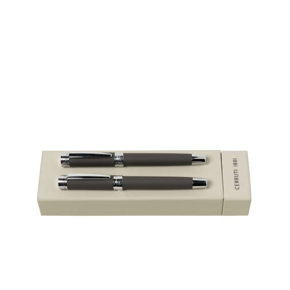 Parure publicitaire Zoom Soft stylo roller et stylo plume Cerruti 1881