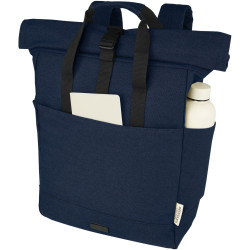 Sac publicitaire à dos pour ordinateur portable Joey de 15 L en toile recyclée GRS 15 pouces avec dessus enroulable