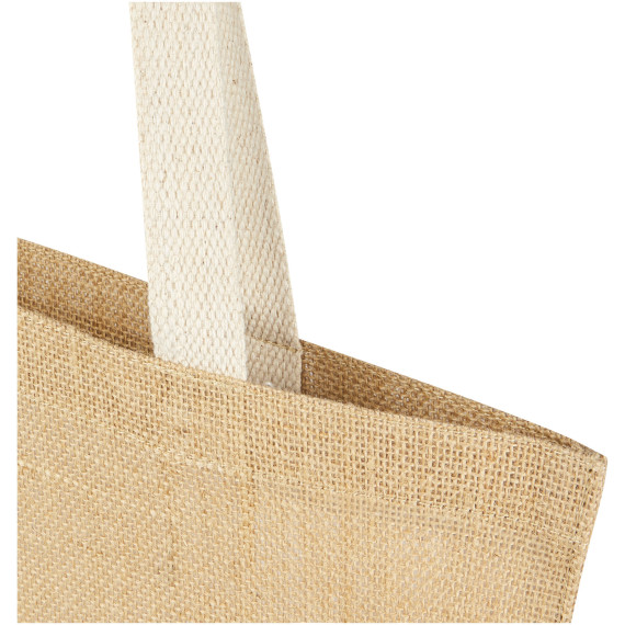 Sac Shopping Jute Naturelle Avec Poignées Bambou - Sac Réutilisable Courses Pique-nique Plage - M Ou L