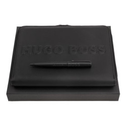 Parure publicitaire Label stylo bille et conférencier A5 HUGO BOSS