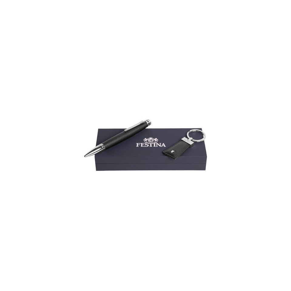 Parure publicitaire Chronobike stylo bille et porte-clefs Festina