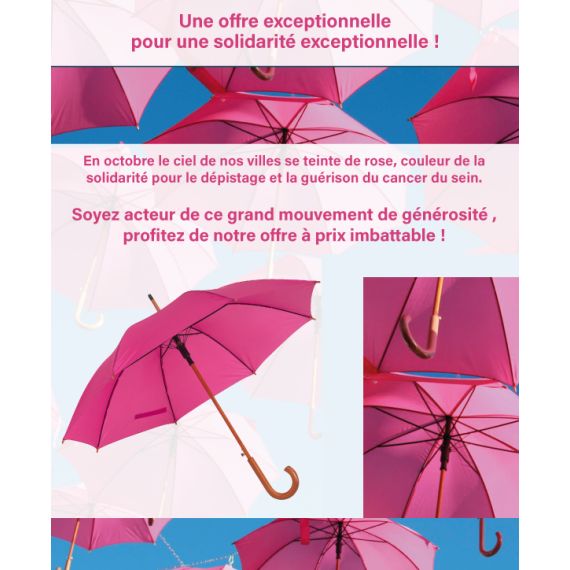 Parapluie publicitaire rose personnalisable automatique103 cm