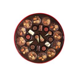 Grande boite de chocolat publicitaire fabriquée en Europe ronde de Noël