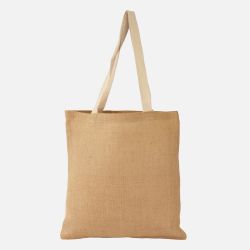 Sac shopping sans soufflet en toile de jute Naturelle personnalisé QUADRI