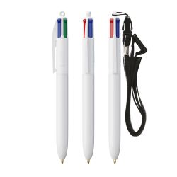 Stylo personnalisable fabriqué en France BIC 4 Couleurs avec Lanyard