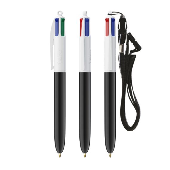 Stylo personnalisable fabriqué en France BIC 4 Couleurs avec Lanyard