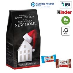 Sachet en carton publicitaire personnalisé avec chocolat Kinder mini et kinder bueno Veggie fabriqué en Europe