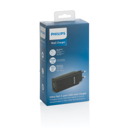 Chargeur publicitaire mural USB 3 ports PD ultra-rapide Philips 65 W