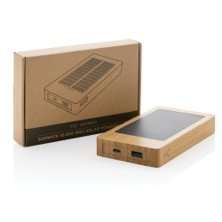 Batterie publicitaire de secours solaire 10.000mAh en bambou Sunwick